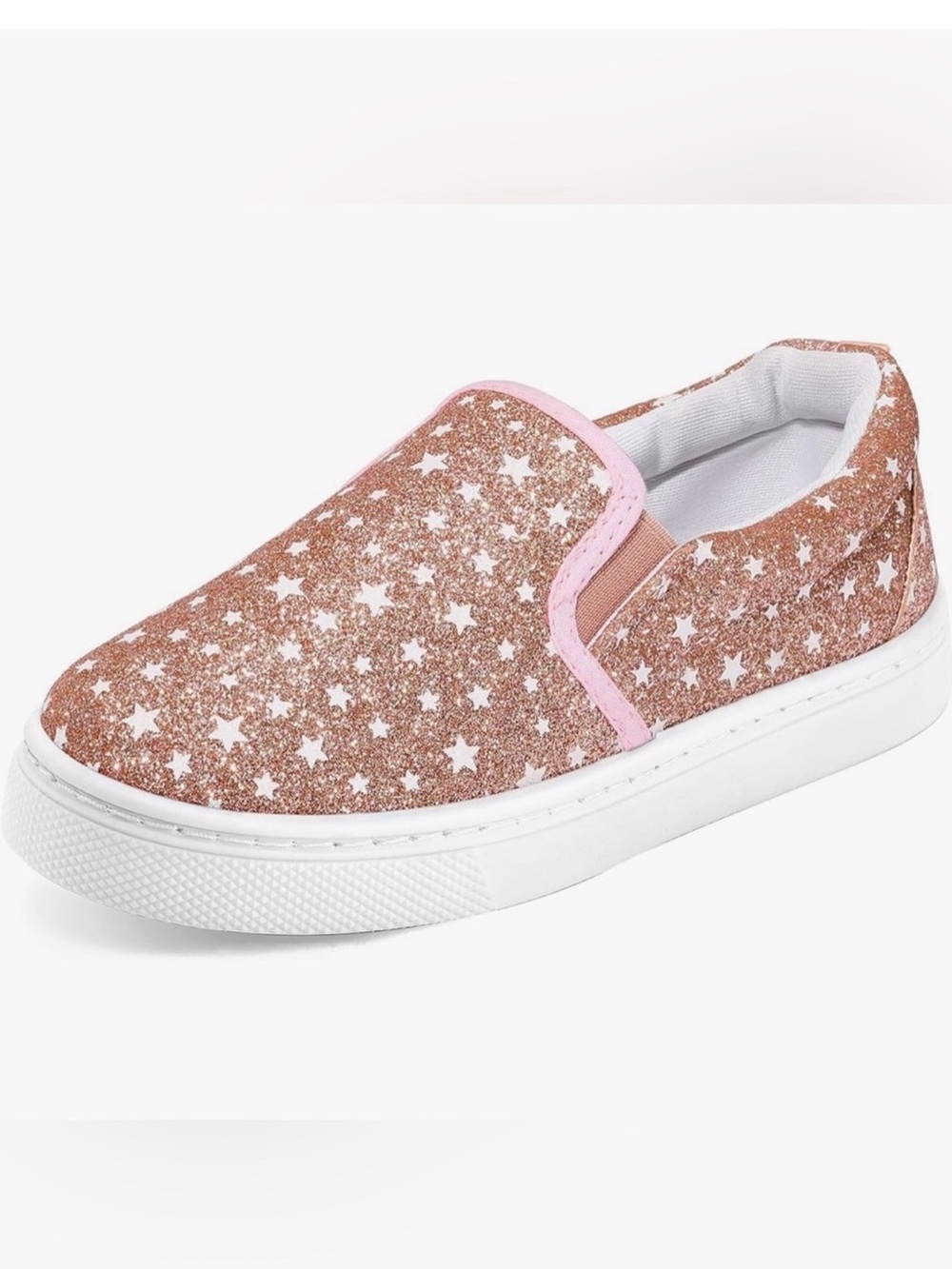 Kids Slip-On Glitter Star Sneakers - Pink Rose Gold